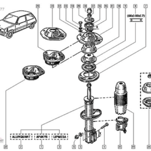 7700757323 renault 5 sÜper Ön amortİsÖr yuva takozu + kÖrÜk